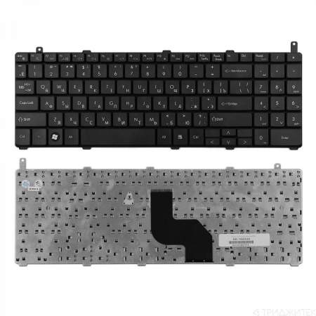 Клавиатура для ноутбука DNS Hasee A550 Series, чёрная, без рамки, плоский Enter